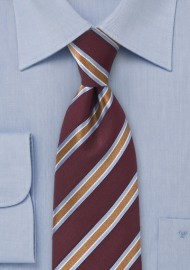 Burgundy Tie with Copper Stripes