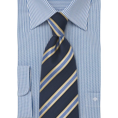 Classic Striped Tie in Navy and Yellow
