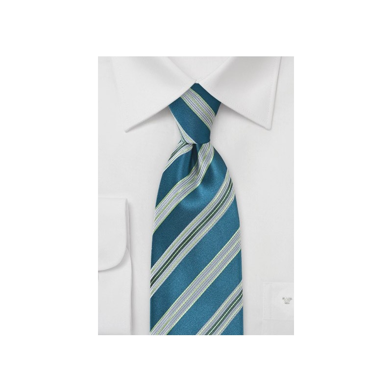 Striped Tie in Teal and Limes