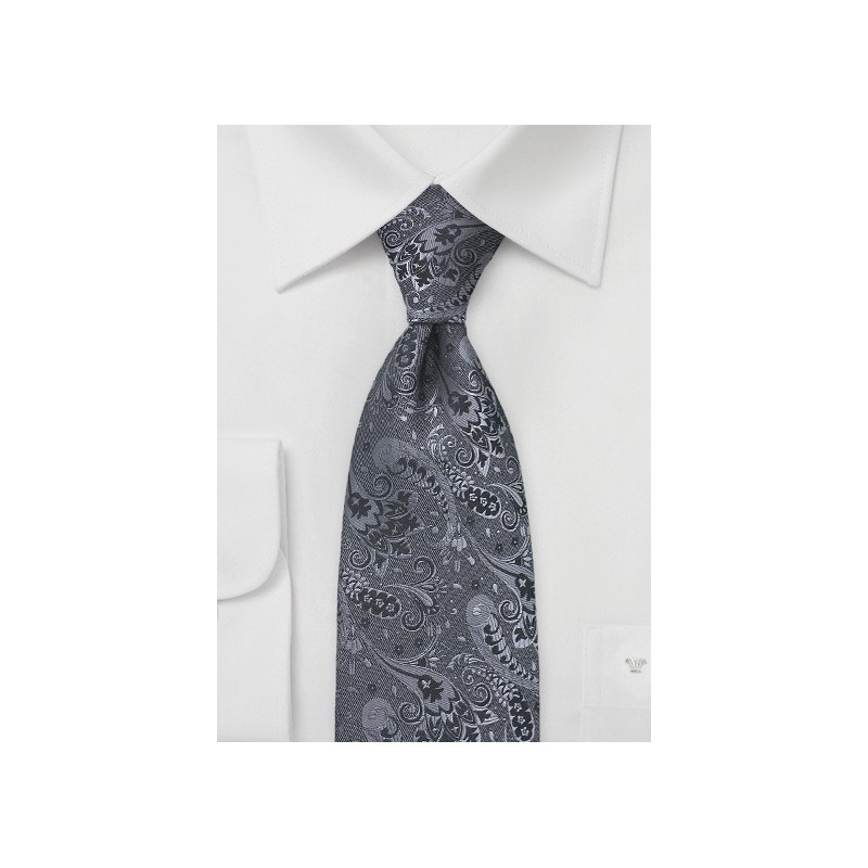Art Deco Floral Tie in Charcoals