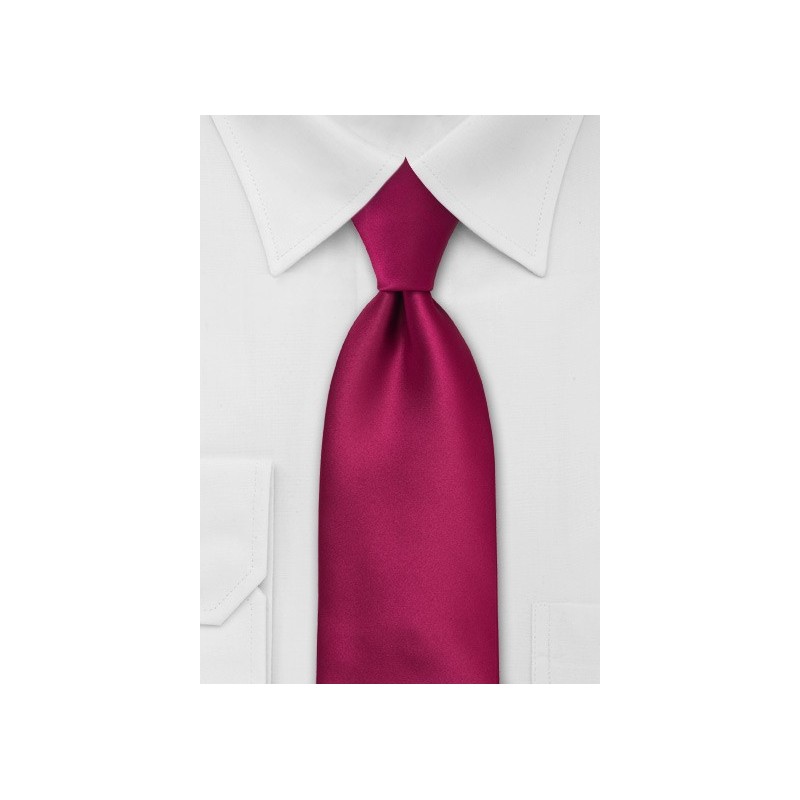 XL Length Solid Color Necktie in Christmas-Red