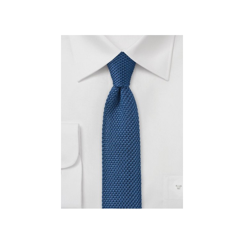 Knitted Tie in Marine Blue