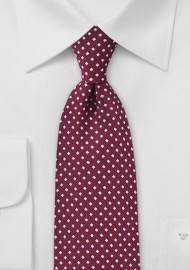 Wine Red and Silver Diamond Pattern Tie
