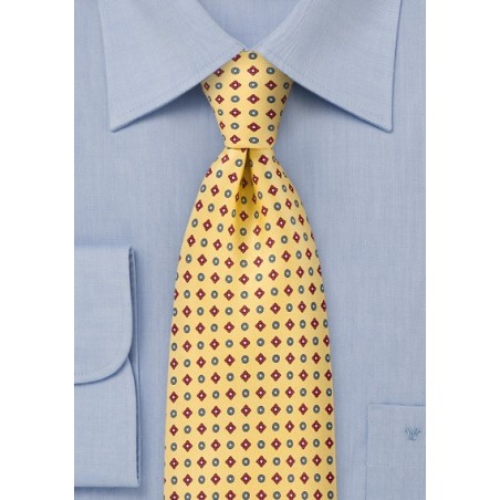 Yellow with Red and Blue Detailed Pattern
