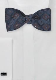 Diamond Patterned Navy Blue Bow Tie
