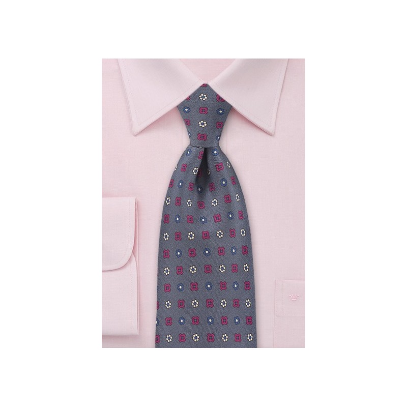 Muted Amethyst Tie with Ruby and Navy Accents