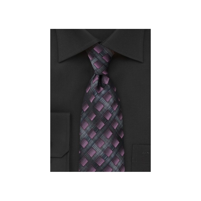 Diamond Tie in Purples and Blacks