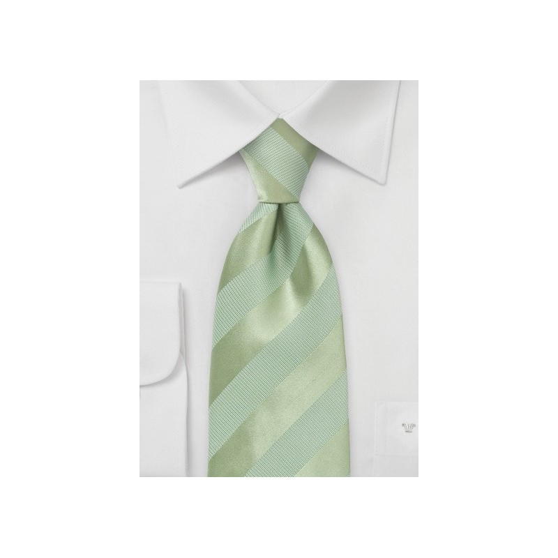 Striped XL Length Tie in Moss Green