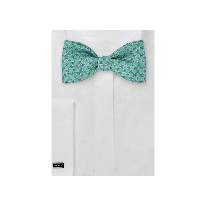 Graphic Bow Tie in Greens and Blues