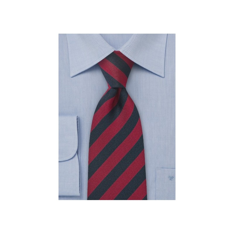 Repp Textured Red and Navy Tie in XL Length