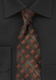 Diamond Tie in Textured Greens and Bronzes