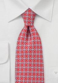 Art Deco Tie in Bright Reds and Light Blues