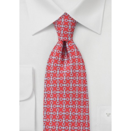 Art Deco Tie in Bright Reds and Light Blues