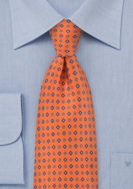 Geometric Tie in Tangerines and Blues