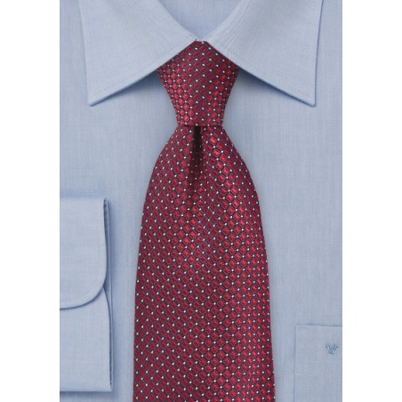 Handwoven Diamond Tie in Navy and Ruby