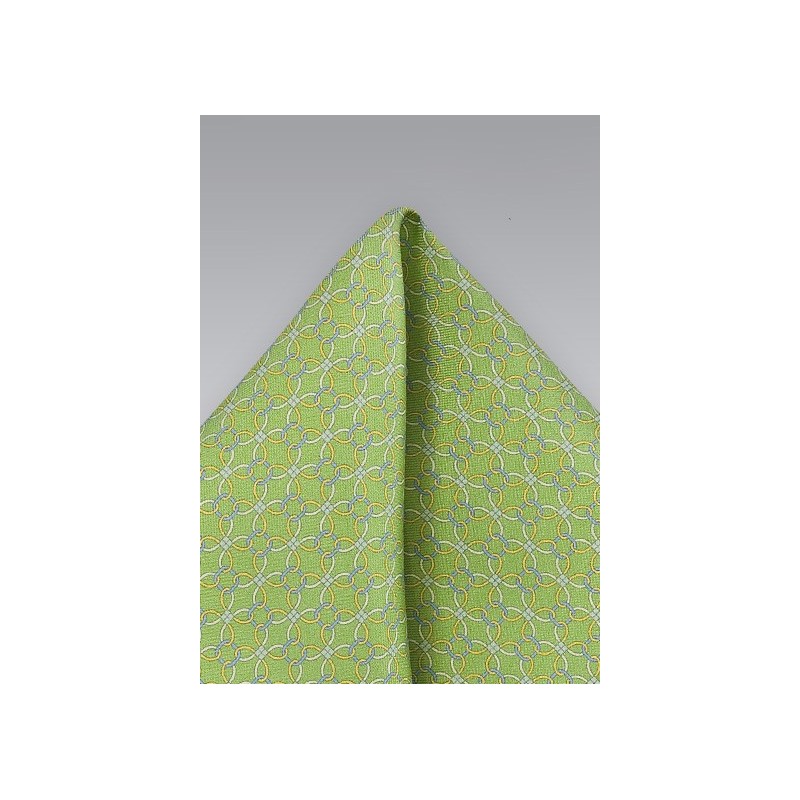 Graphic Mens Pocket Square in Limes and Yellows