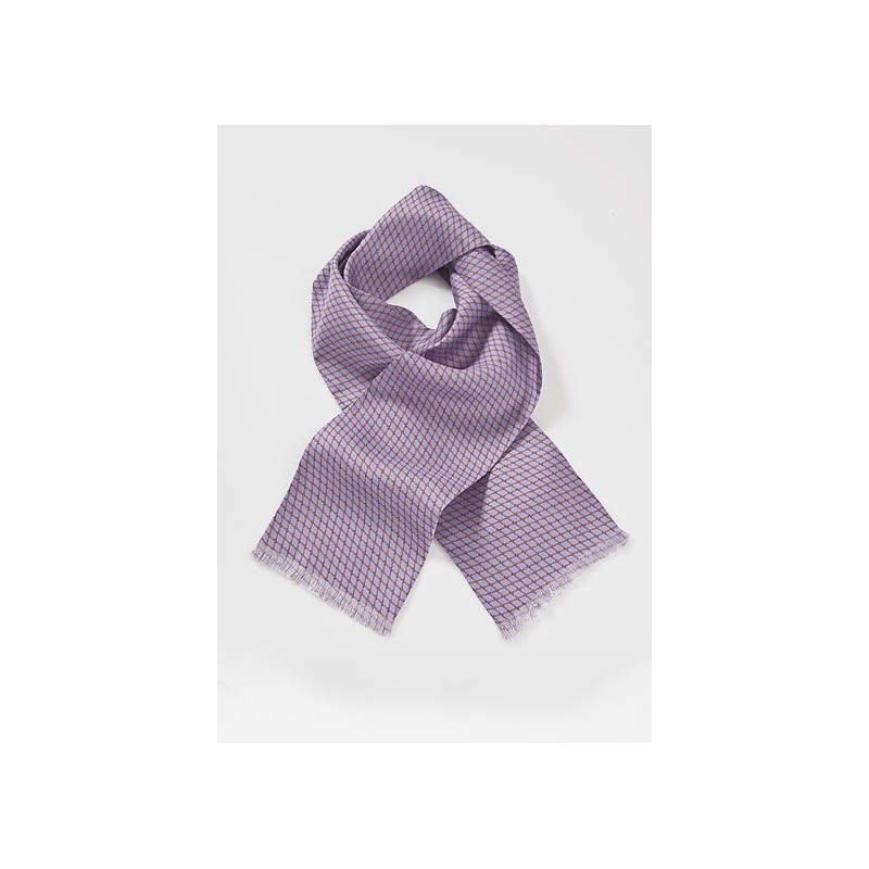 Graphic Silk Scarf in Lilacs and Bronzes
