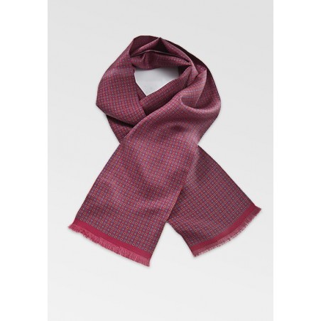 Mens Square Patterned Scarf in Red