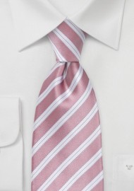 Striped Kids Sized Tie in Rose Petal Pink