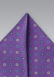 Graphic Floral Pocket Square in Proper Purple