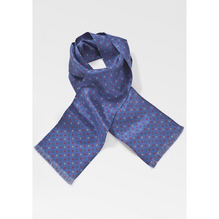 Luxe Floral Patterned Scarf in Horizon Blue