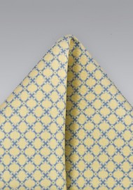 Designer Pocket Square in Soft Yellows and Blues
