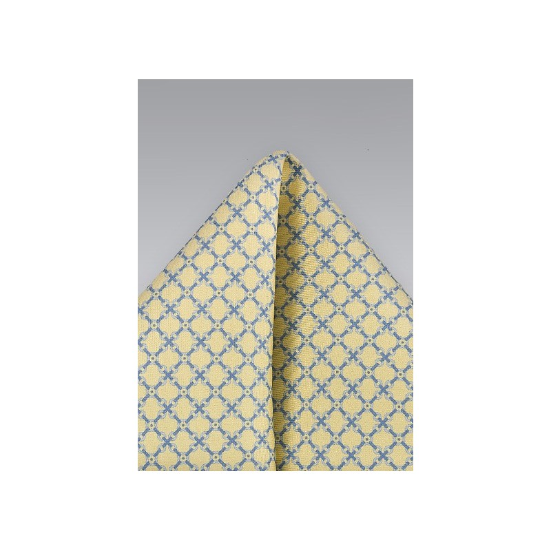 Designer Pocket Square in Soft Yellows and Blues