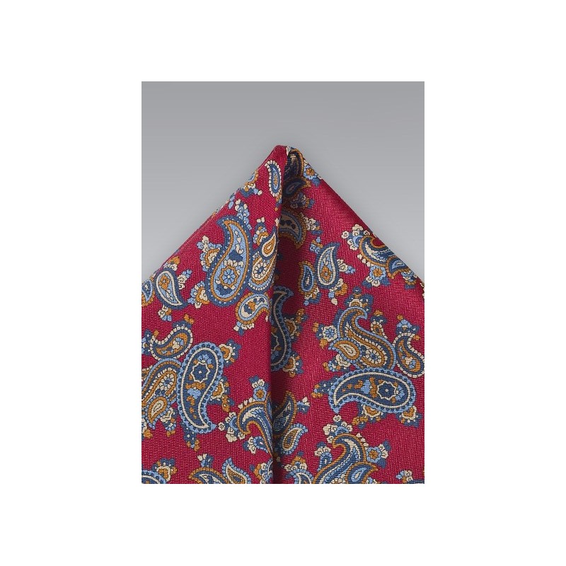 Paisley Pocket Square in Red