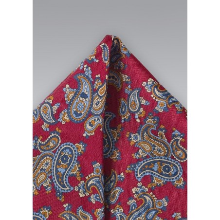 Paisley Pocket Square in Red