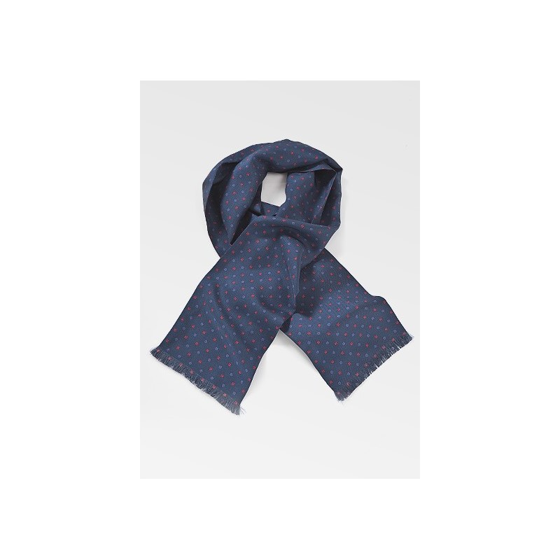 Geometric Floral Scarf in Navy Blue