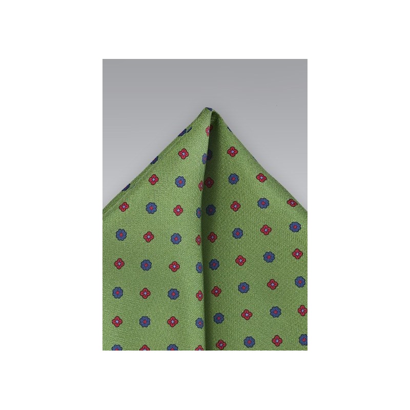 Geometric Pocket Square in Muted Moss