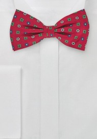 Retro Patterned Bow Tie in Autumn Red