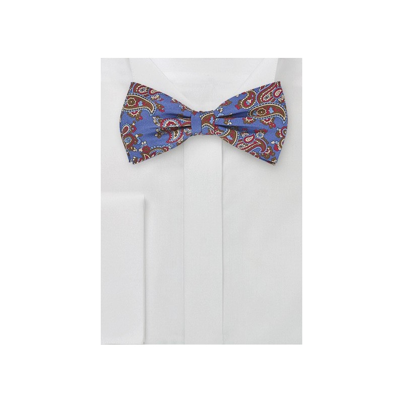 Paisley Patterned Bow Tie in Blues and Browns