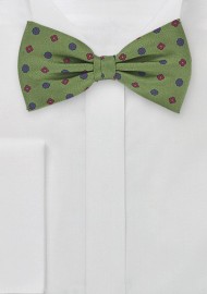Retro Floral Bow Tie in Organic Greens