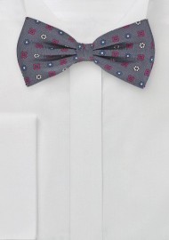 Graphite Grey Bow Tie with Ruby Accents
