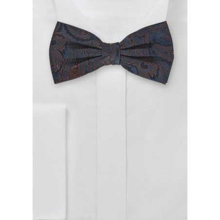 Ornate Paisley Bow Tie in Midnight Blue