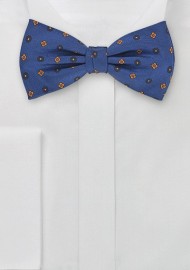 Contemporary Patterned Bow Tie in Blues and Oranges