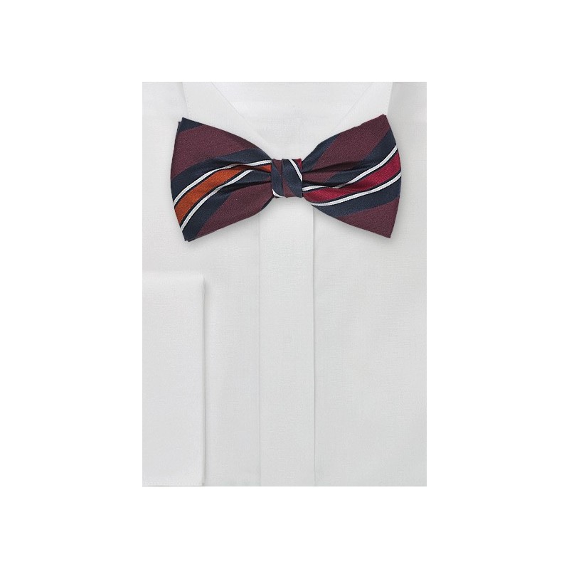Striped Bow Tie in Merlots and Navys