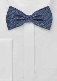 Microplaid Silk Bow Tie in Navy Blue