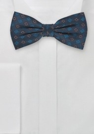 Silk Bow Tie in Dark Aqua-Blue