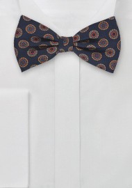 Patterned Silk Bow Tie in Midnight Blue