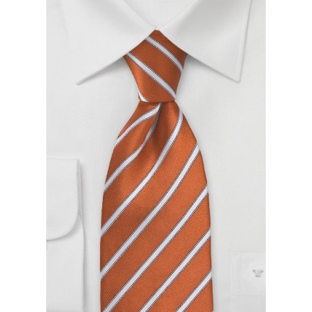 Burnt Orange and White Tie in Extra Long