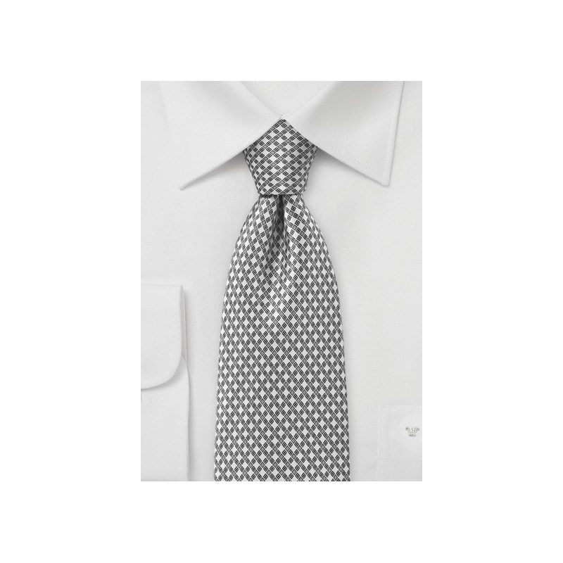 Graphic Tie in Ivory and Charcoal