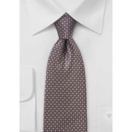 Grid Patterned Tie in Browns and Blues