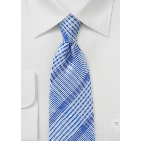 Modern Glen Check Tie in Sky Blue