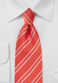 Bright Red Striped Tie With Texture