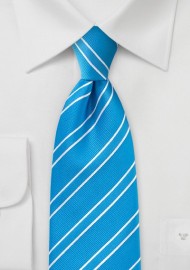 Mermaid Blue and White Striped Tie