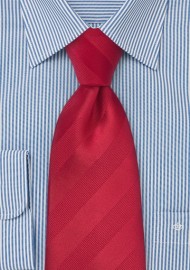 Striped Tie in Proper Red Made in XL Length