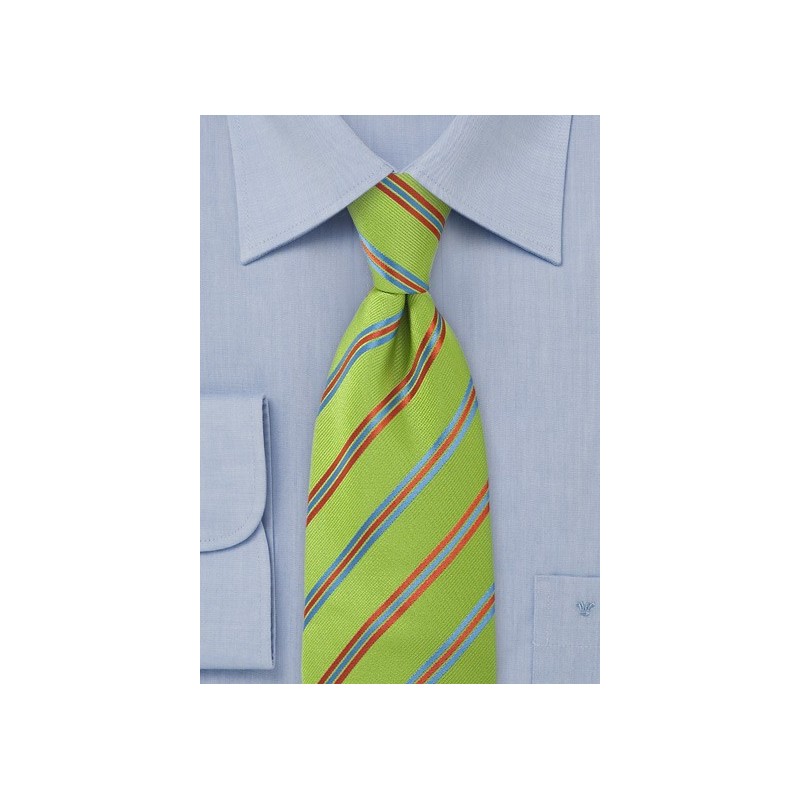 Striped Pea Green Tie