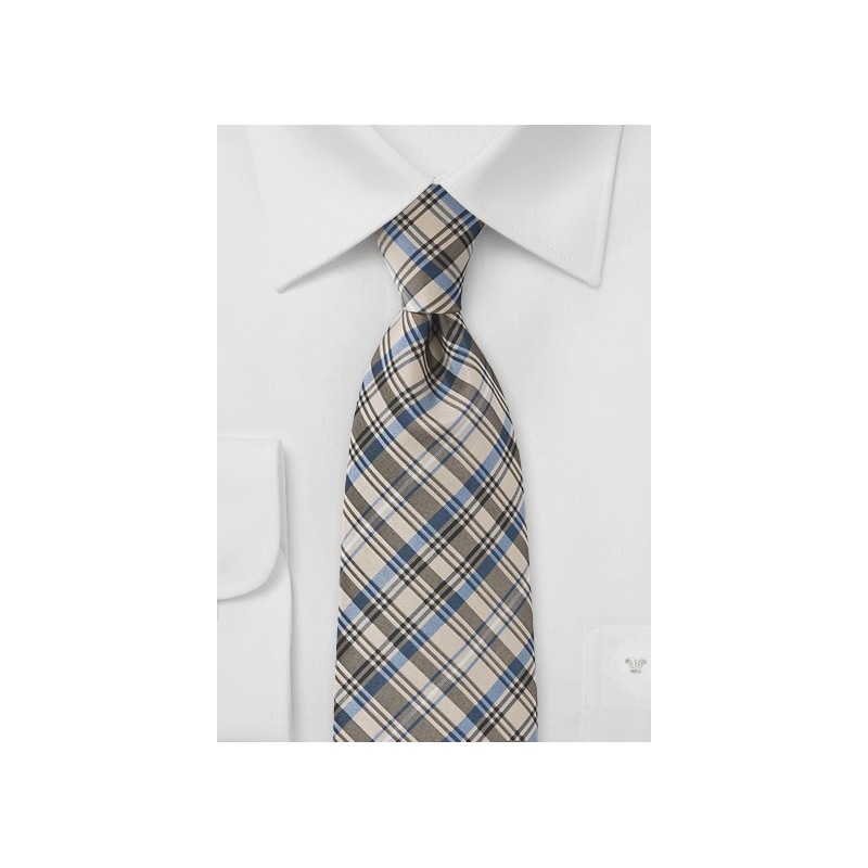 Tan-yellow Plaid Tie by Puccini